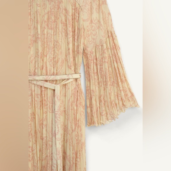 Zara collection 17  Beige Maxi Dress bohemian boho flowy embroidered printed - Picture 7 of 10